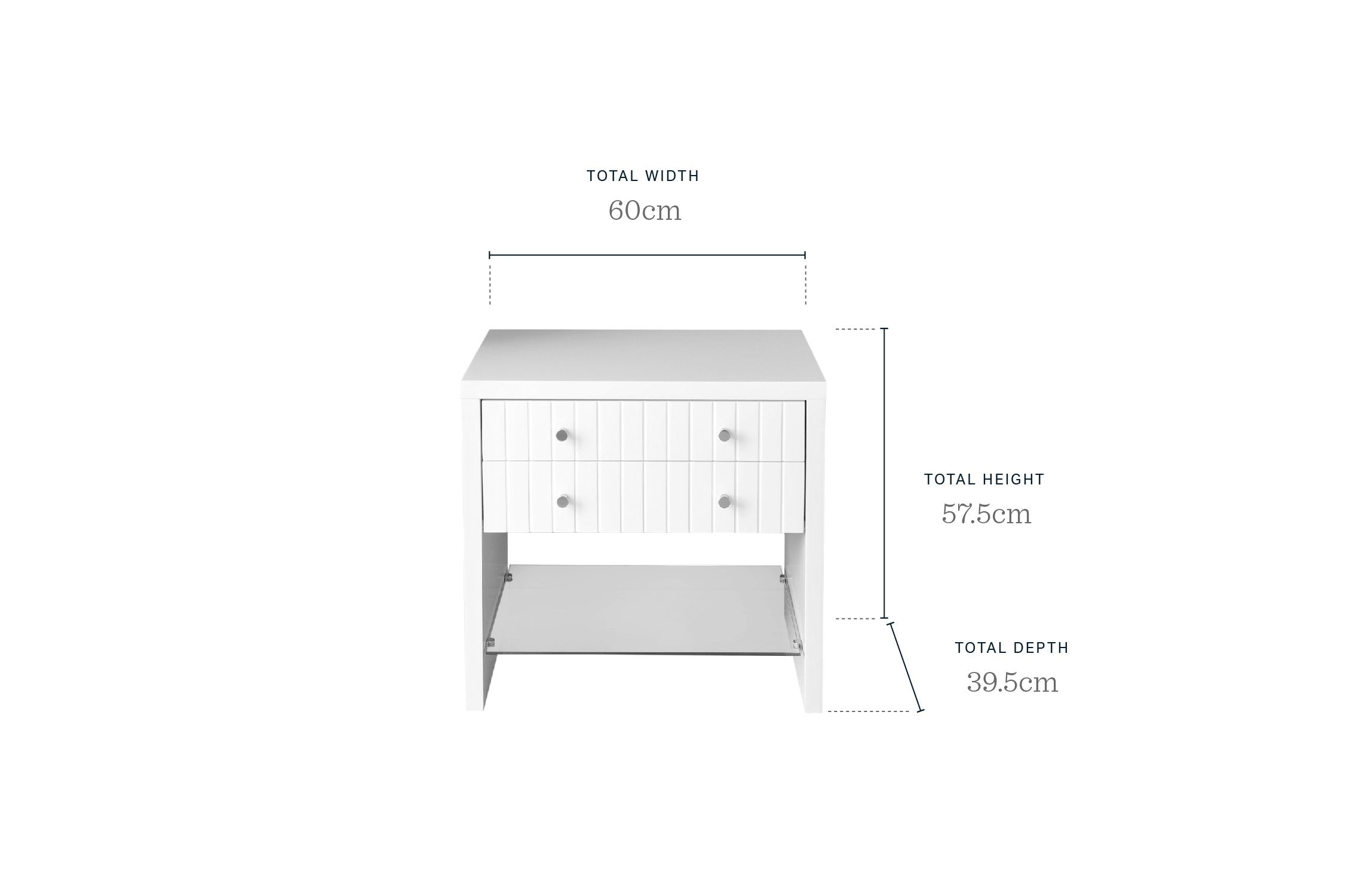 Hazel White 2 Drawer Bedside Table