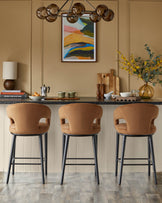 Heath caramel fabric bar stool