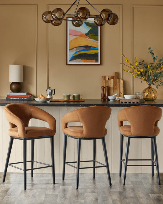 Heath caramel fabric bar stool