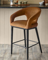 Heath caramel fabric bar stool