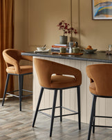 Heath caramel fabric bar stool