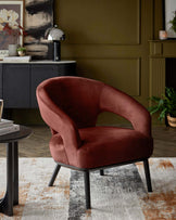 Heath toffee red velvet accent chair