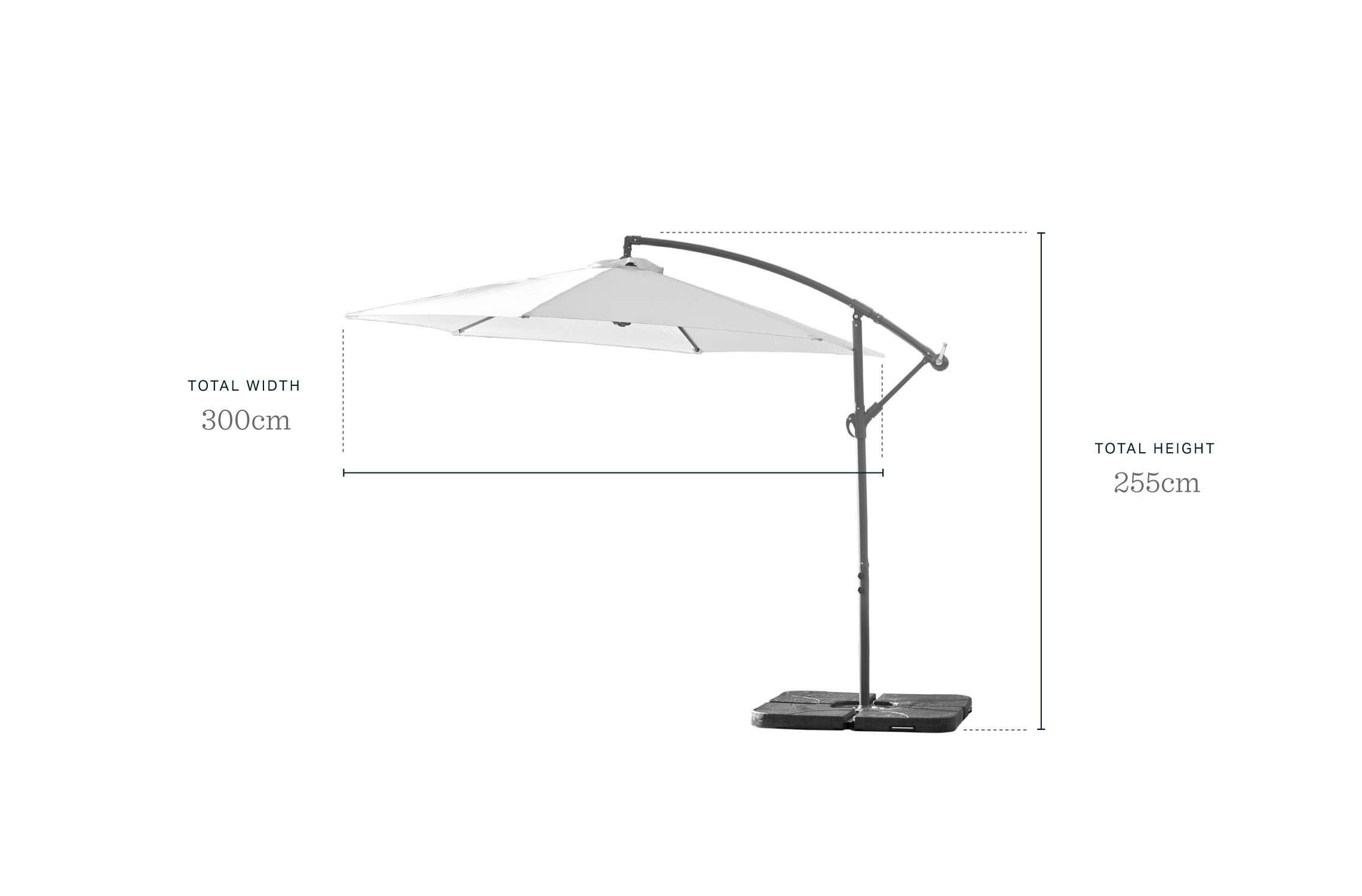 Helena Grey 3m Cantilever Parasol