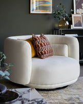 Henry Ivory Boucle Swivel Love Seat