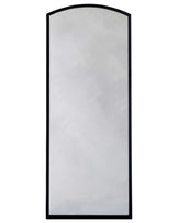 Full-length arched mirror with a minimalist black frame.