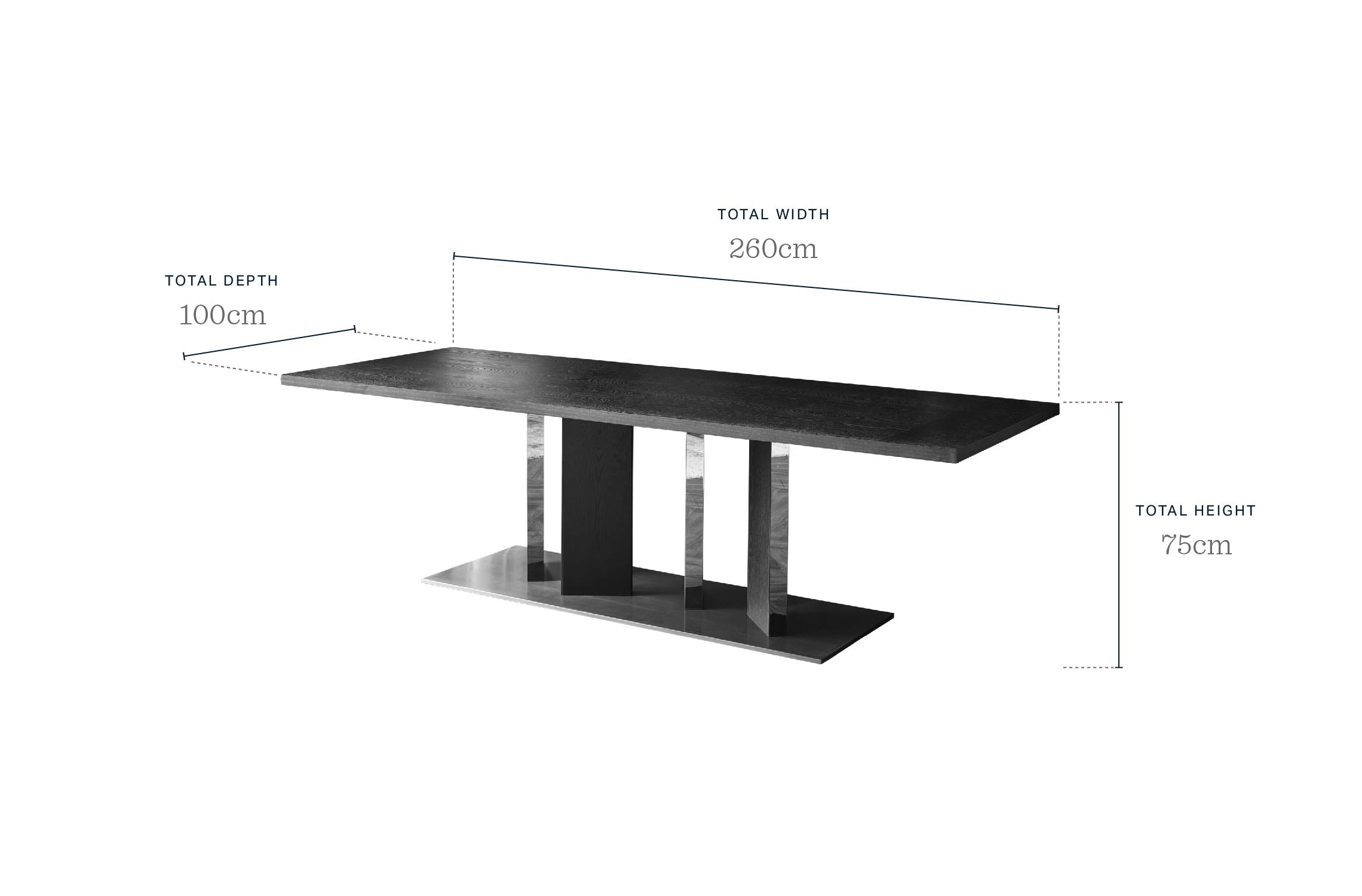 Holland black ash 10 seater dining table