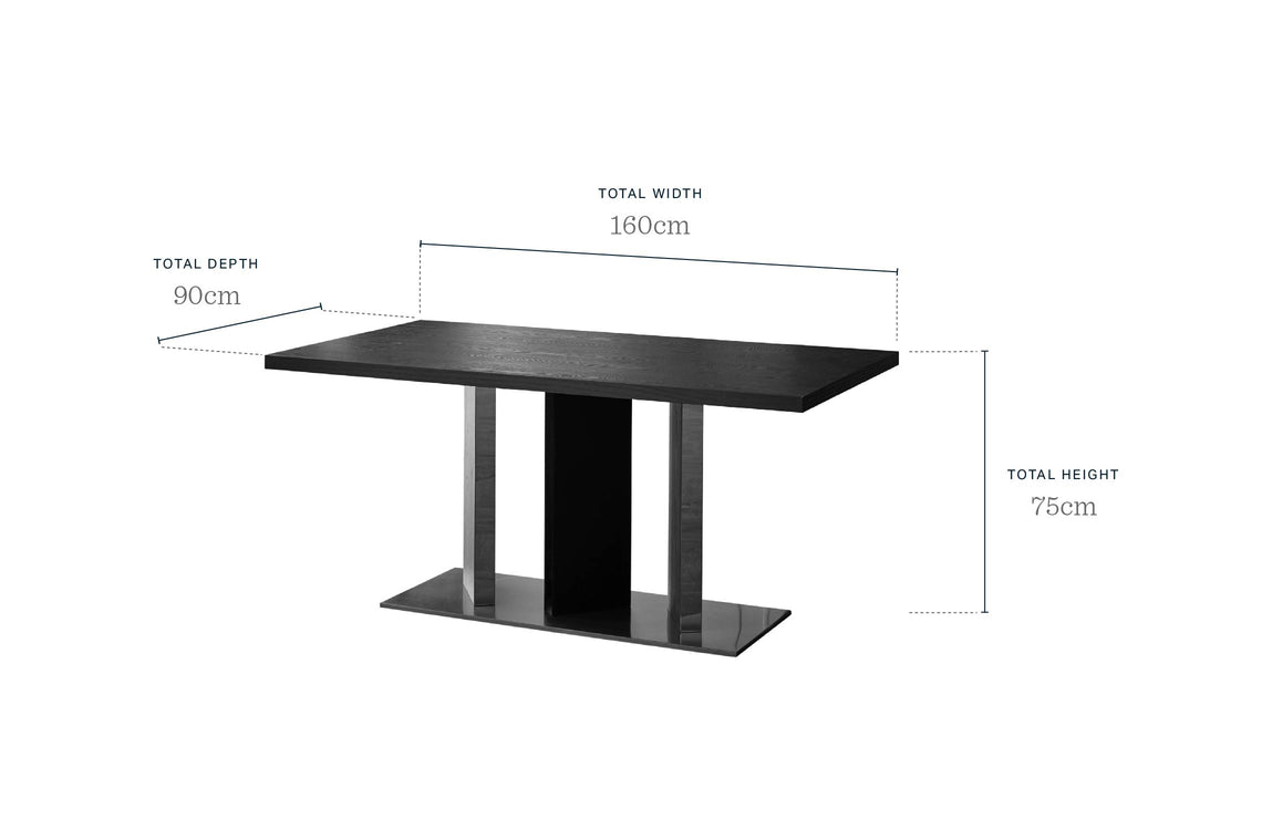 Holland black ash 6 seater dining table