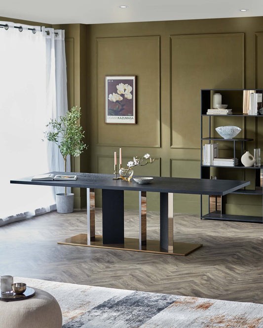 Holland black ash 10 seater dining table