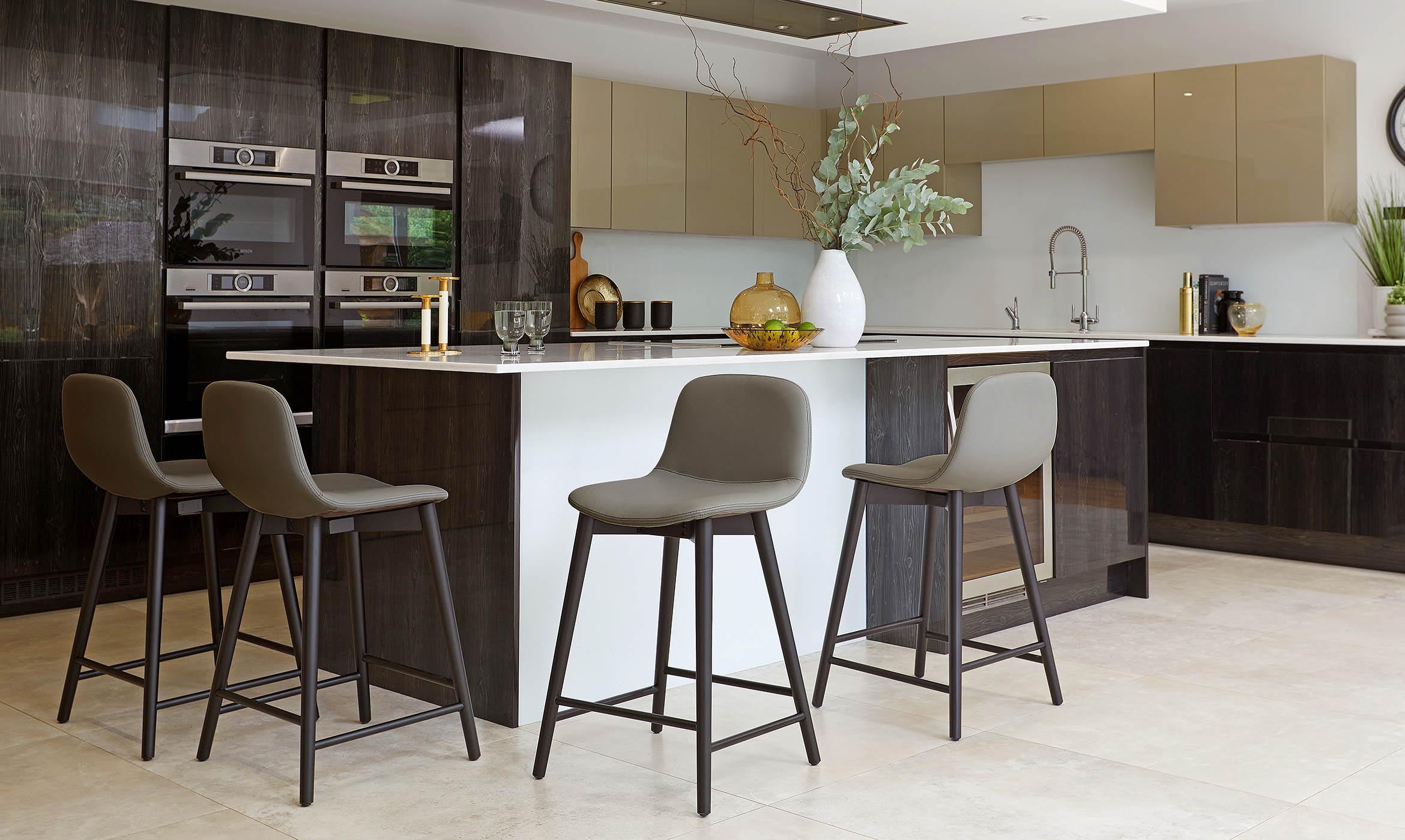 Hudson Dark Grey Leather Bar Stool