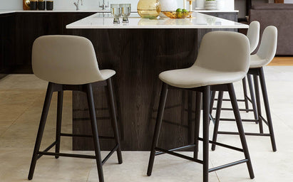 Hudson Light Grey Leather Bar Stool