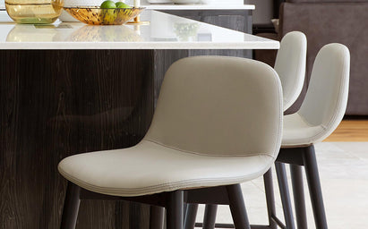 Hudson Dark Grey Leather Bar Stool