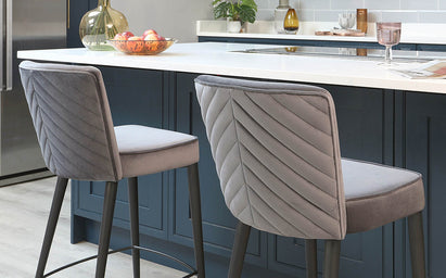 Serena Dark Grey Velvet Bar Stool