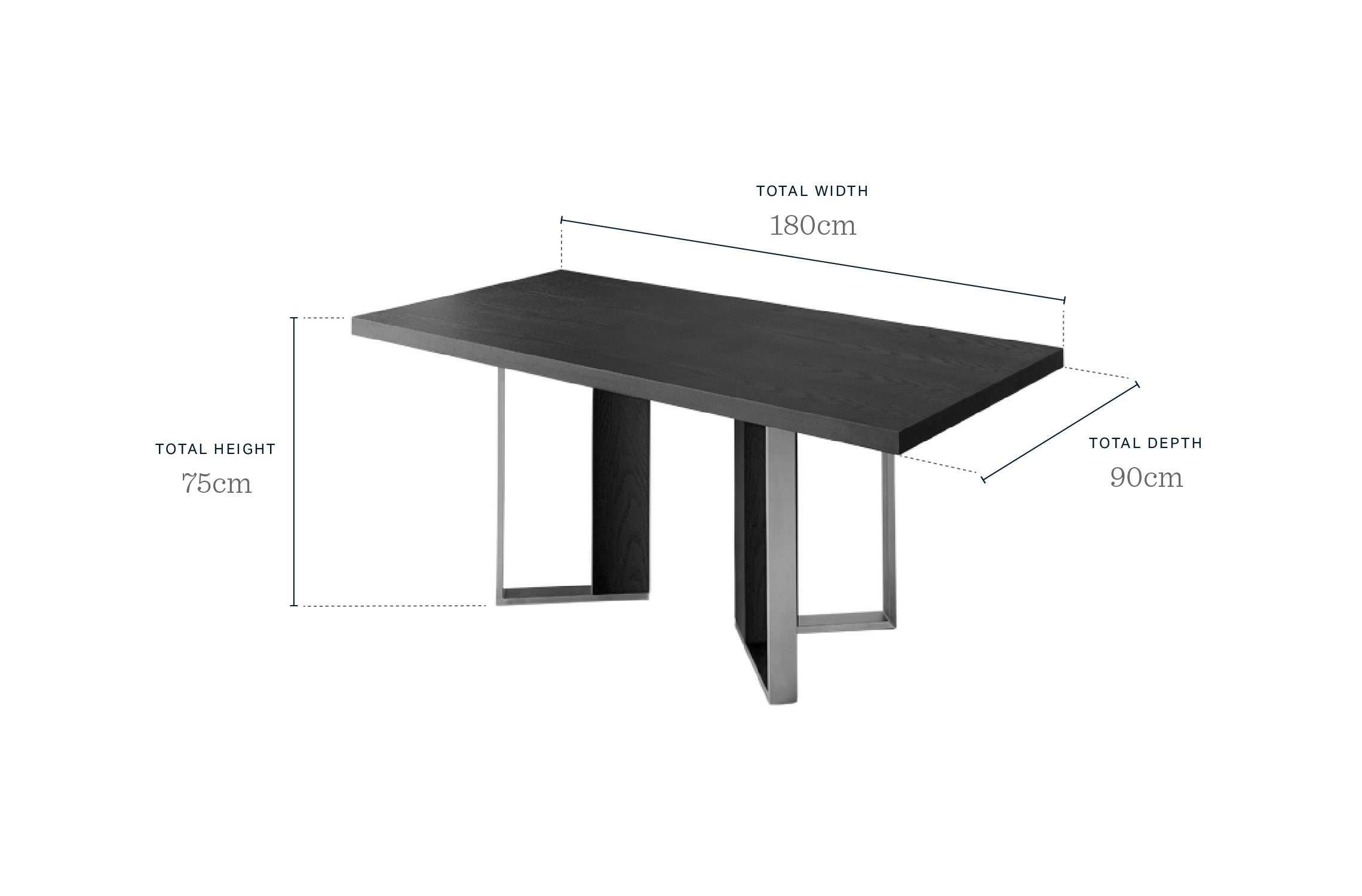 Jonah Dark Oak With Black Powder Coated Frame 6 Seater Dining Table