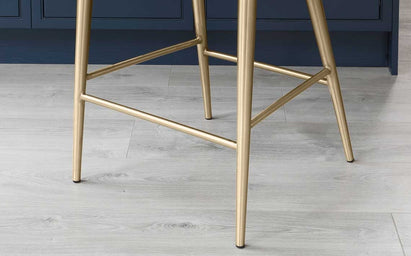 Juliana Dark Grey Velvet With Brushed Brass Bar Stool