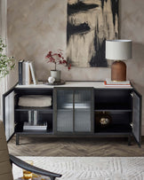 Julep black ash and marble ceramic sideboard