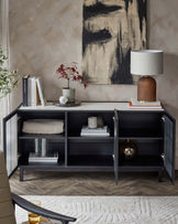 Julep black ash and marble ceramic sideboard