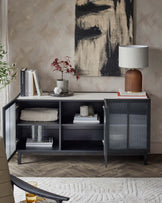 Julep black ash and marble ceramic sideboard