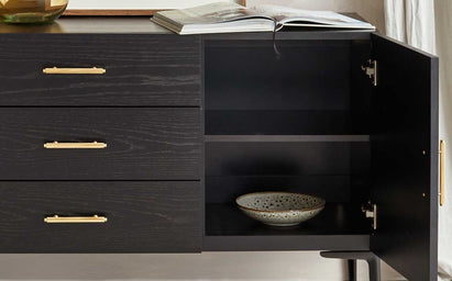 Kai Large Sideboard Black Oak with Brass