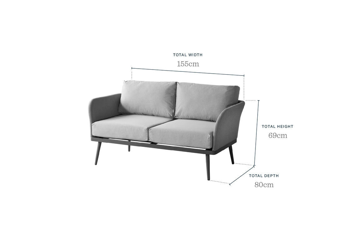 Kendal Grey Outdoor 2 Seater Sofa Bench