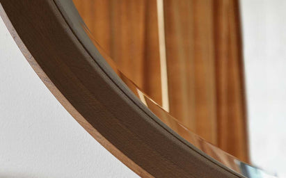 Kendrick Large Round Wall Mirror Walnut