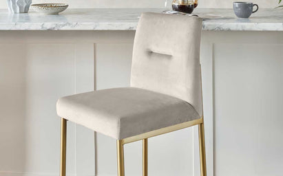 Keira Champagne Velvet And Brass Static Barstool