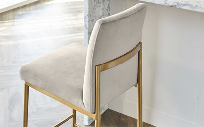 Keira Champagne Velvet And Brass Static Barstool