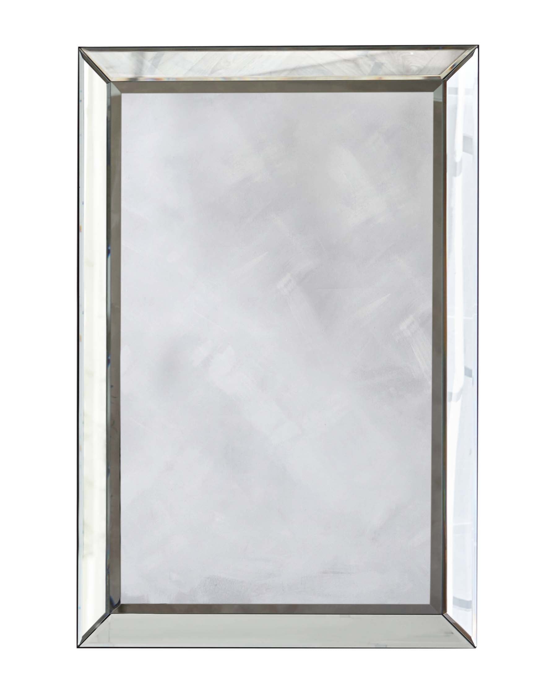 Modern rectangular mirror with a sleek metallic frame.