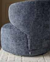 Landon dark blue fabric swivel accent chair