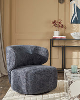 Landon dark blue fabric swivel accent chair