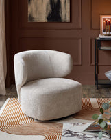 Landon natural fabric swivel accent chair