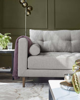 Lemmington champagne velvet armchair with grey washed legs