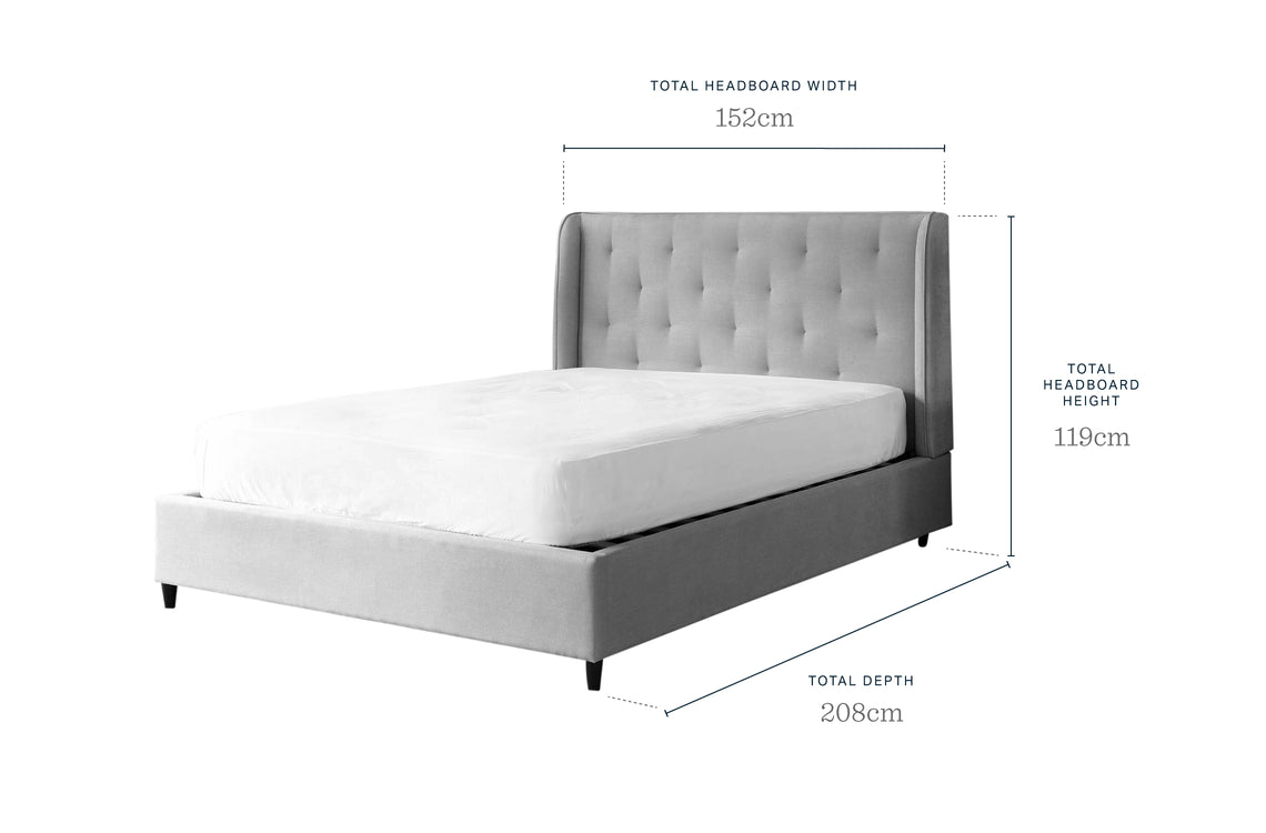 Lenora Cream Fabric Double Ottoman Storage Bed