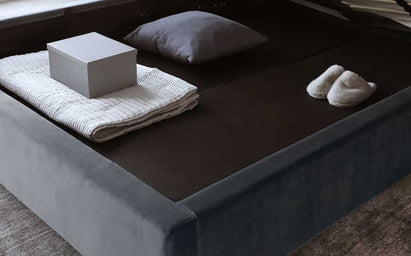 Leona Dark Grey Velvet King Size Ottoman Storage Bed