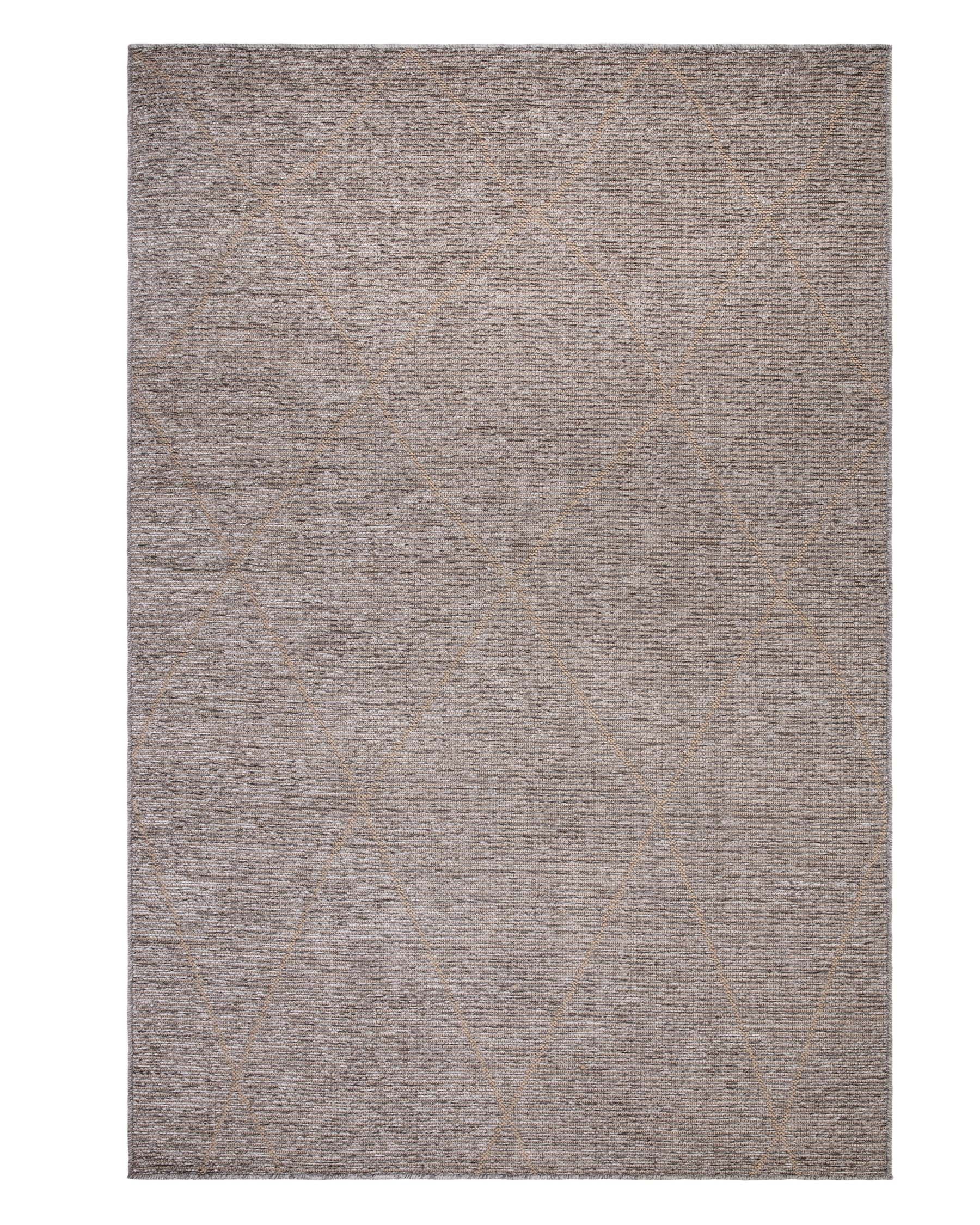 Contemporary styled rug featuring a two-tone geometric diamond pattern in neutral hues.