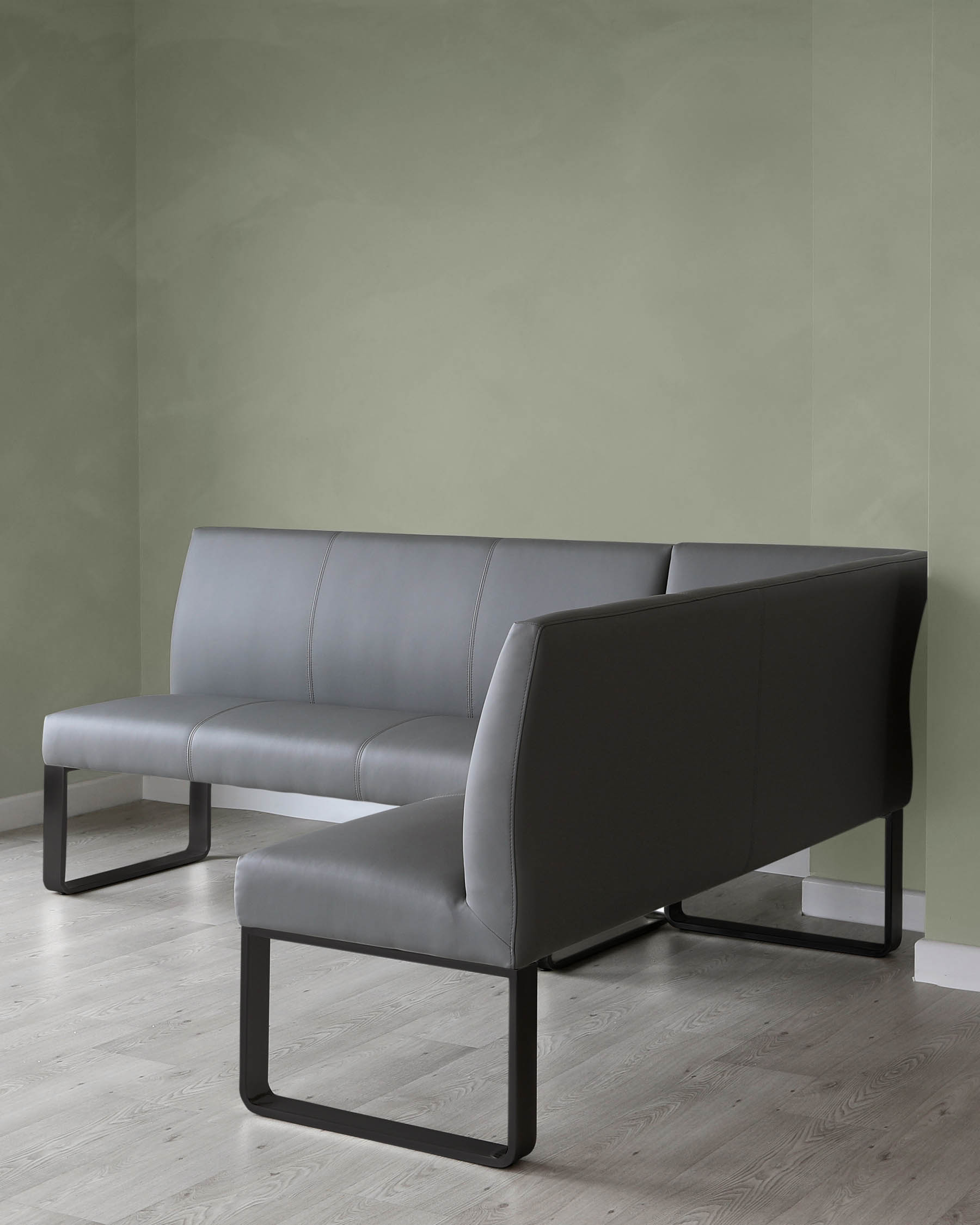 loop 5 seater left hand corner bench black leg mid grey