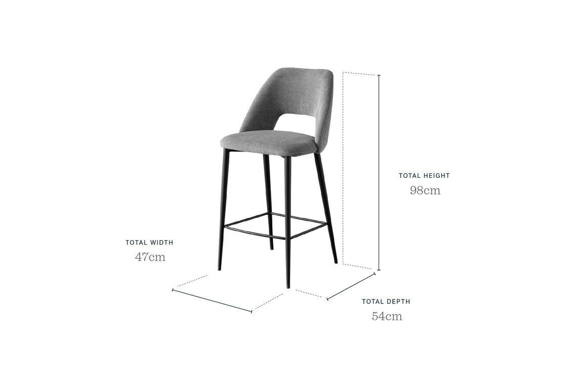 Lottie Dark Grey Fabric Bar Stool