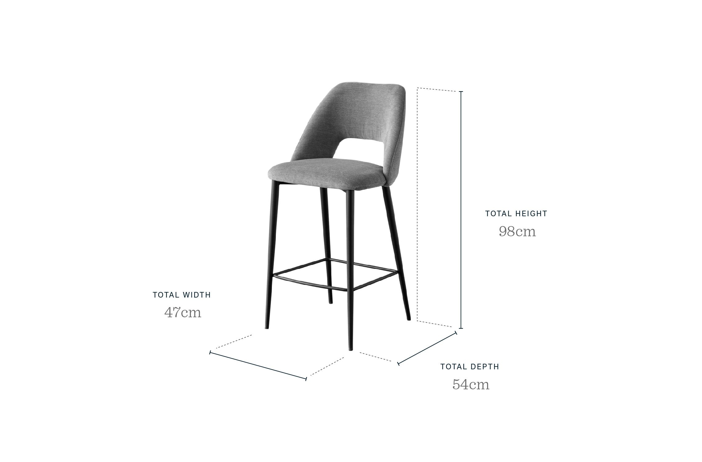 Lottie Mid Grey Fabric Bar Stool