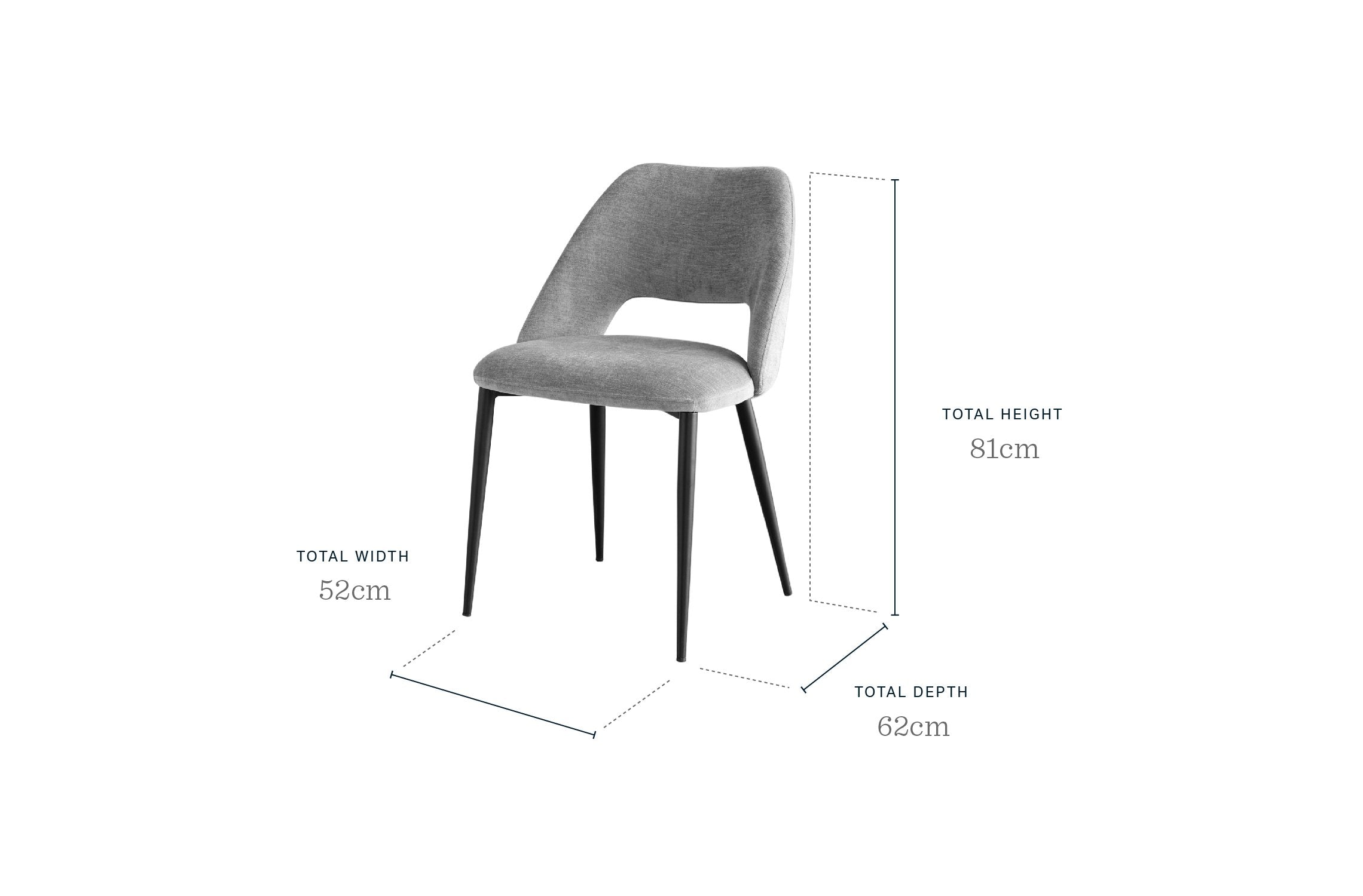 Lottie Dark Grey Fabric Dining Chair (Sold in pairs)