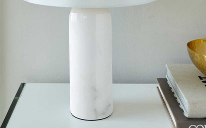 Louis White Marble Shaded Table Lamp With White Shade