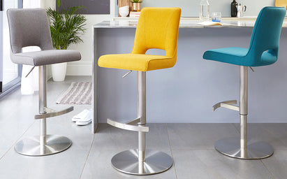 Ludo Yellow Fabric Gas Lift Bar Stool