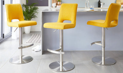 Ludo Yellow Fabric Gas Lift Bar Stool