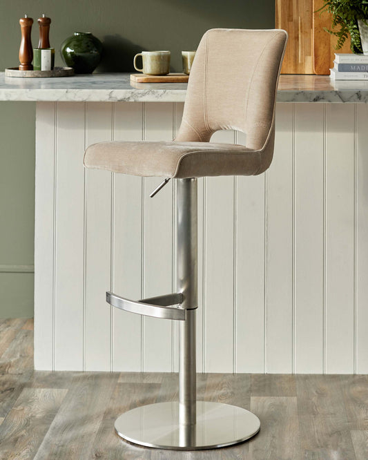 Ludo champagne fabric gas lift bar stool