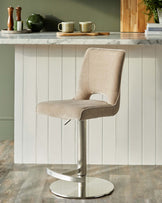 Ludo champagne fabric gas lift bar stool