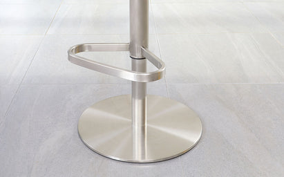 Lumos Mid Grey Faux Leather Stainless Steel Gas Lift Bar Stool