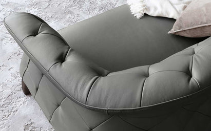 Luxe Natural Grey Leather Medium Sofa and Armchair