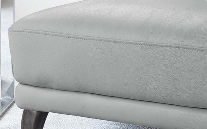 Luxe Modern Dark Grey Leather With Dark Wood Leg Footstool