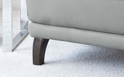 Luxe Modern Dark Grey Leather With Dark Wood Leg Footstool