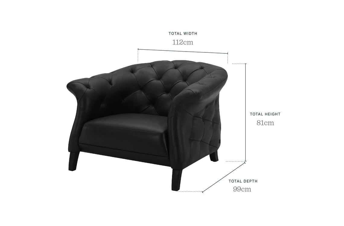 Luxe black leather armchair