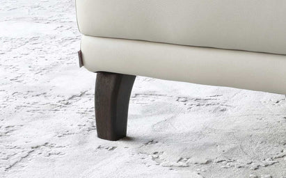 Luxe Modern White Leather With Dark Wood Leg Footstool