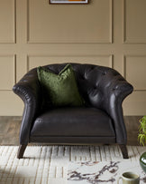 Luxe black leather armchair